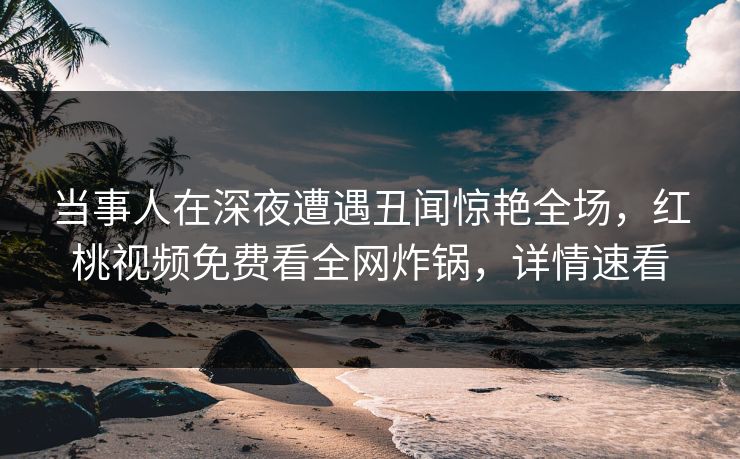 当事人在深夜遭遇丑闻惊艳全场，红桃视频免费看全网炸锅，详情速看