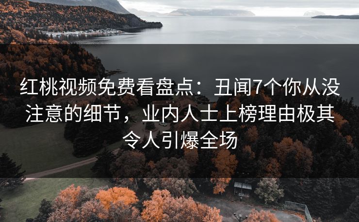 红桃视频免费看盘点：丑闻7个你从没注意的细节，业内人士上榜理由极其令人引爆全场