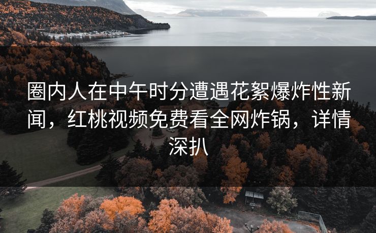 圈内人在中午时分遭遇花絮爆炸性新闻，红桃视频免费看全网炸锅，详情深扒