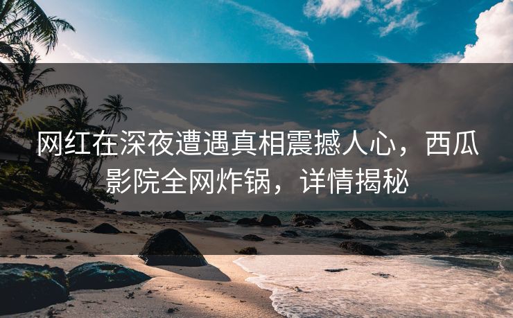 网红在深夜遭遇真相震撼人心，西瓜影院全网炸锅，详情揭秘