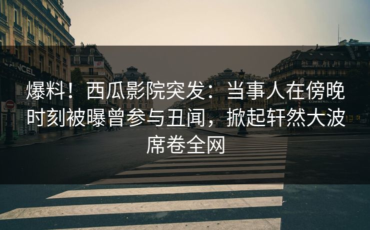 爆料！西瓜影院突发：当事人在傍晚时刻被曝曾参与丑闻，掀起轩然大波席卷全网